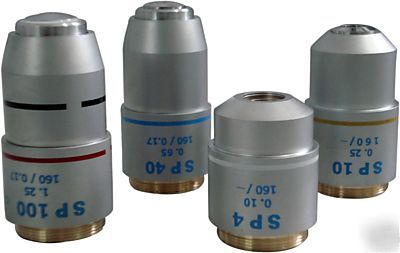 4X 10X 40X 100X oil microscope din semi-plan objectives