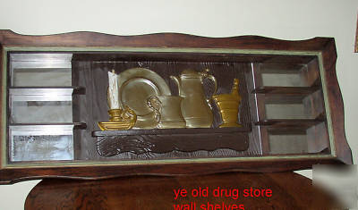 Antique drug store pharmaceutical shelves shelf unit