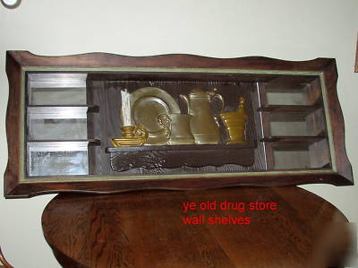 Antique drug store pharmaceutical shelves shelf unit