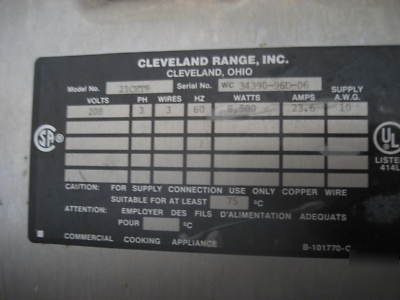 Cleveland 21CET8 steamcraft ultra 3 convection steamer