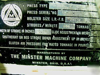 Minster machine B1-22 high speed gap frame press