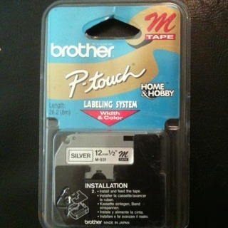 New brother m-931 M931 p-touch label black on silver 