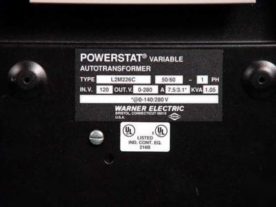 Powerstat LM226C 0-280V@0-1KW dual range metered variac