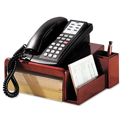 Rolodex 1734646 mahogany desk office phone stand wood