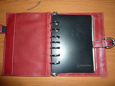 *nice* red franklin covey leather day planner notebook 
