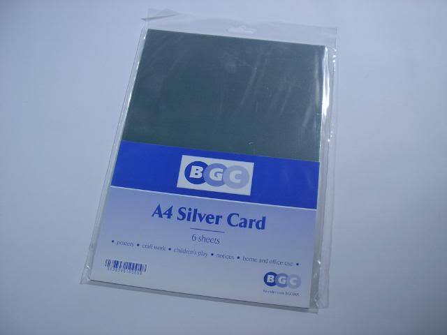 Pack of 6 premium sheets of silver A4 card