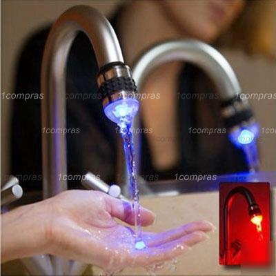 Water stream temperature sensitive led tap faucet light