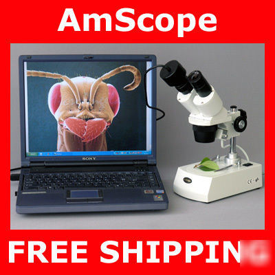 20X-40X-80X stereo microscope w/ ccd usb pc camera
