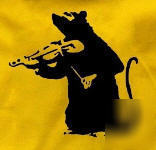 Banksy rat playing violin (violist viola) heat transfer