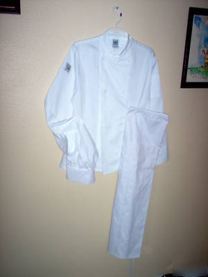 Chef coat - chef hat - cotton apron combo, size small