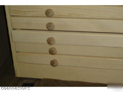 Flat file cabinet pine 5 drawer map atlas blueprint 