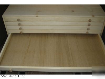 Flat file cabinet pine 5 drawer map atlas blueprint 