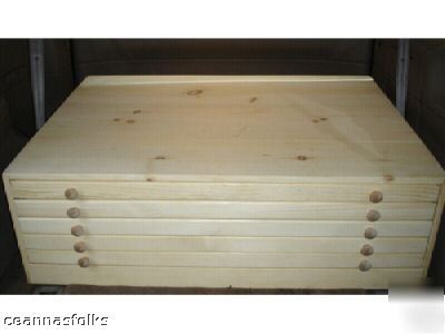 Flat file cabinet pine 5 drawer map atlas blueprint 
