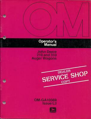 John deere no. 210 & 310 auger wagon operator's manual