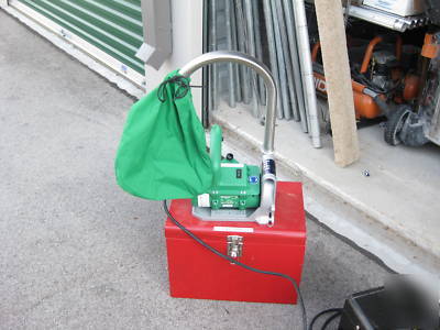 Leister powered groover machine with case used 1 job