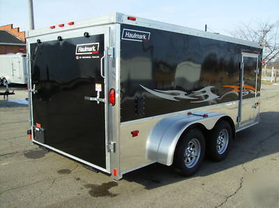 Motorcycle trailer enclosed 7X14 haulmark low hauler.