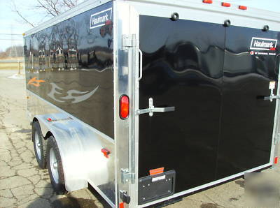 Motorcycle trailer enclosed 7X14 haulmark low hauler.