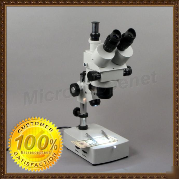 3.5X~90X trinocular stereo zoom microscope w dual light