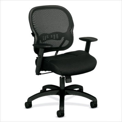 Basyx black leather mesh mid-back chair