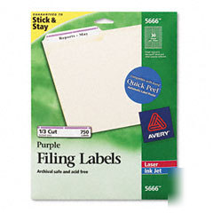 Filing label for laser/laser printers, permanent, 1/3 c