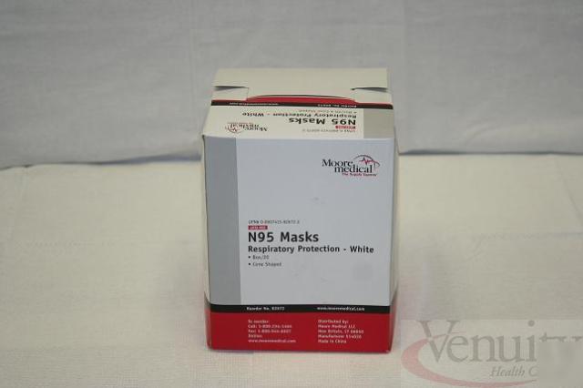 Moore medical 82672 N95 white respiratory masks bx/20