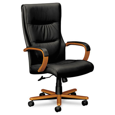 VL844 series high back chr, black leather/bourbn cherry