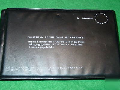 Vintage craftsman 24PC. stainless radius gage set-mint 
