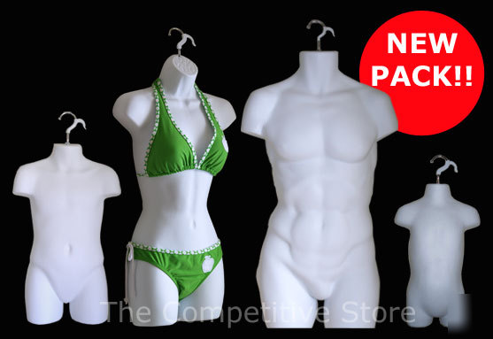 White female dress male child toddler 4 mannequin forms