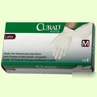 New 100 curad powder-free textured latex gloves medium 