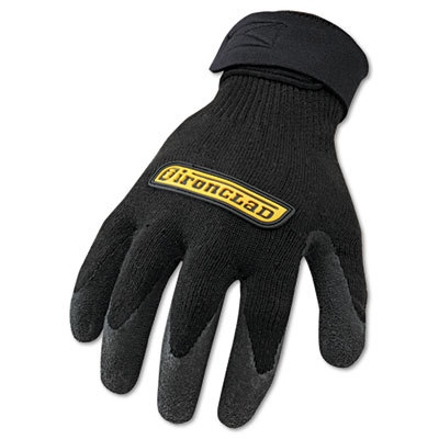 Polycotton latex-textured gloves one pair black large