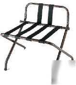 Luxury luggage rack - walnut w/brown straps