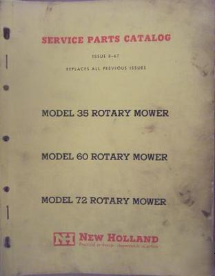 New holland 35, 60, 72 rotary mowers parts manual