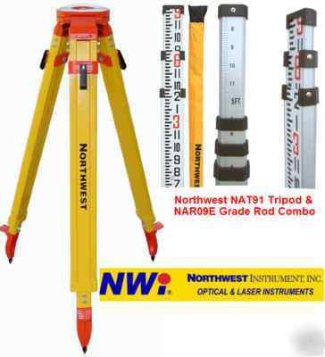 New northwest laser auto level transit tripod & rod 