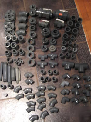 Unused lot of pvc SCH80 ftgs/valves 100 pcs free ship 