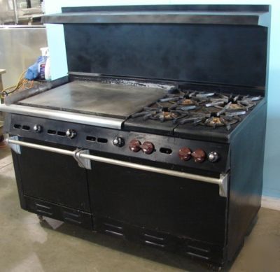 Wolf 4 burner range with griddle, double oven, ng