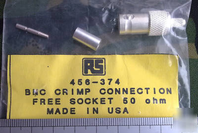Bnc free socket 50 ohm silver plated crimp rs 456-374
