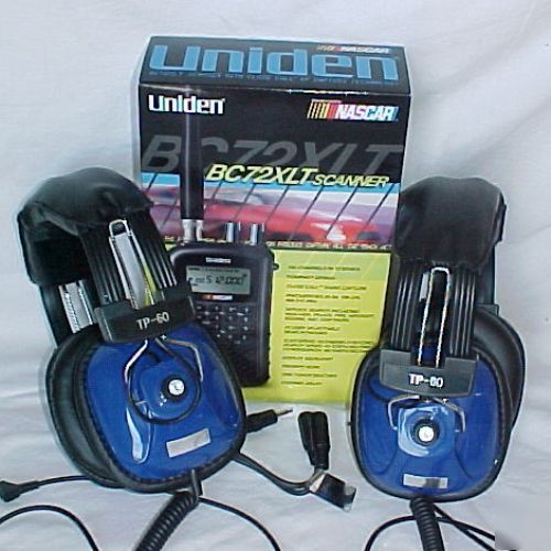 Uniden BC72XLT nascar/racing scanner w/2 blue headsets