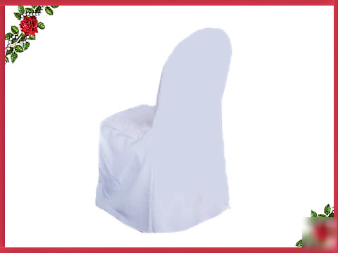 10 white polyester round top folding chair cover favors