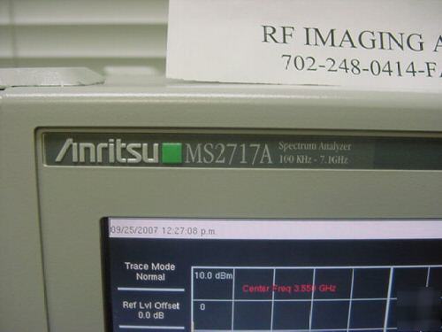 Anritsu MS2717A spectrum analyzer 100KHZ-7.1GHZ