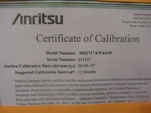 Anritsu MS2717A spectrum analyzer 100KHZ-7.1GHZ