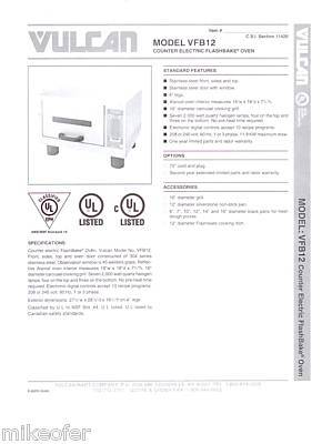 Vulcan counter electric flashbake oven