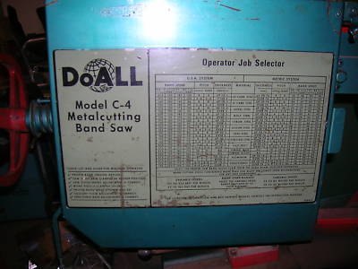 Doall c-4 metal cutting bandsaw no 