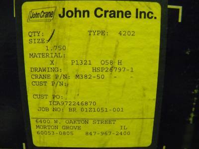 John crane mechanical seals-lot of 8 in mfg. box's