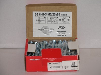 50 hilti hollow wall anchor bolts M5/25X65 - post incl