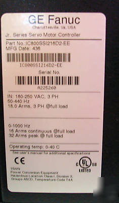 Ge fanuc IC800SS1216D2-ee servo motor controller