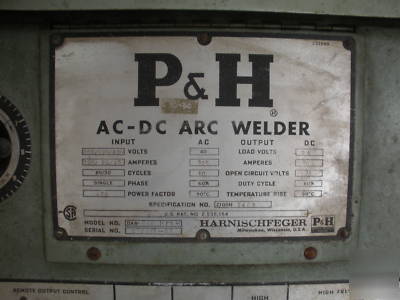Heliarc welder , p&h , 300 amps output , 
