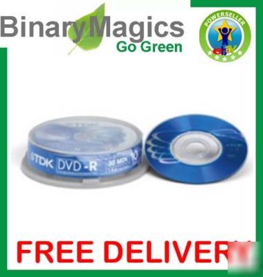 10 tdk dvd-r 2X recordable 1.4GB 30MIN blank discs 8CM