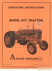 Allis chalmers d-17 gas tractor owners parts manual 