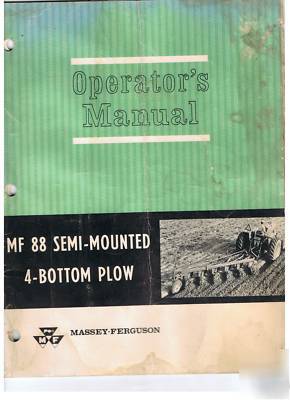 Massey ferguson operators manual mf 88 bottom plow