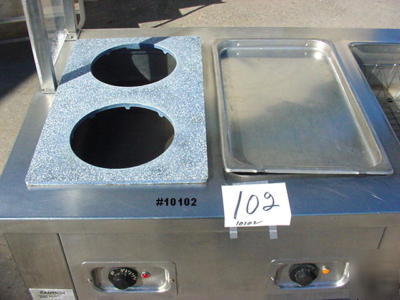 Moble steam table sneeze guard hot storage below